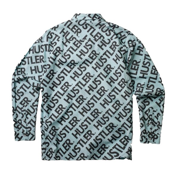 Reason Men's Hustler Logo Light Blue Long Sleeve Oxford Button Down Shirt Size L - Picture 2 of 4